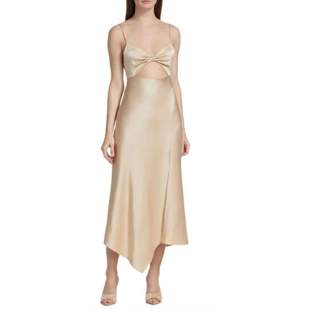 ALICE + OLIVIA Harmony Twist Asymmetric Midi Dress NWT Size 10